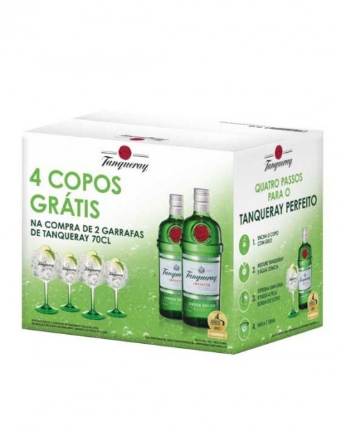 Garcias - Vinhos e Bebidas Espirituosas - GIN TANQUERAY PACK (2GFS 0,70L + 4 COPOS) 1 Imagem Zoom